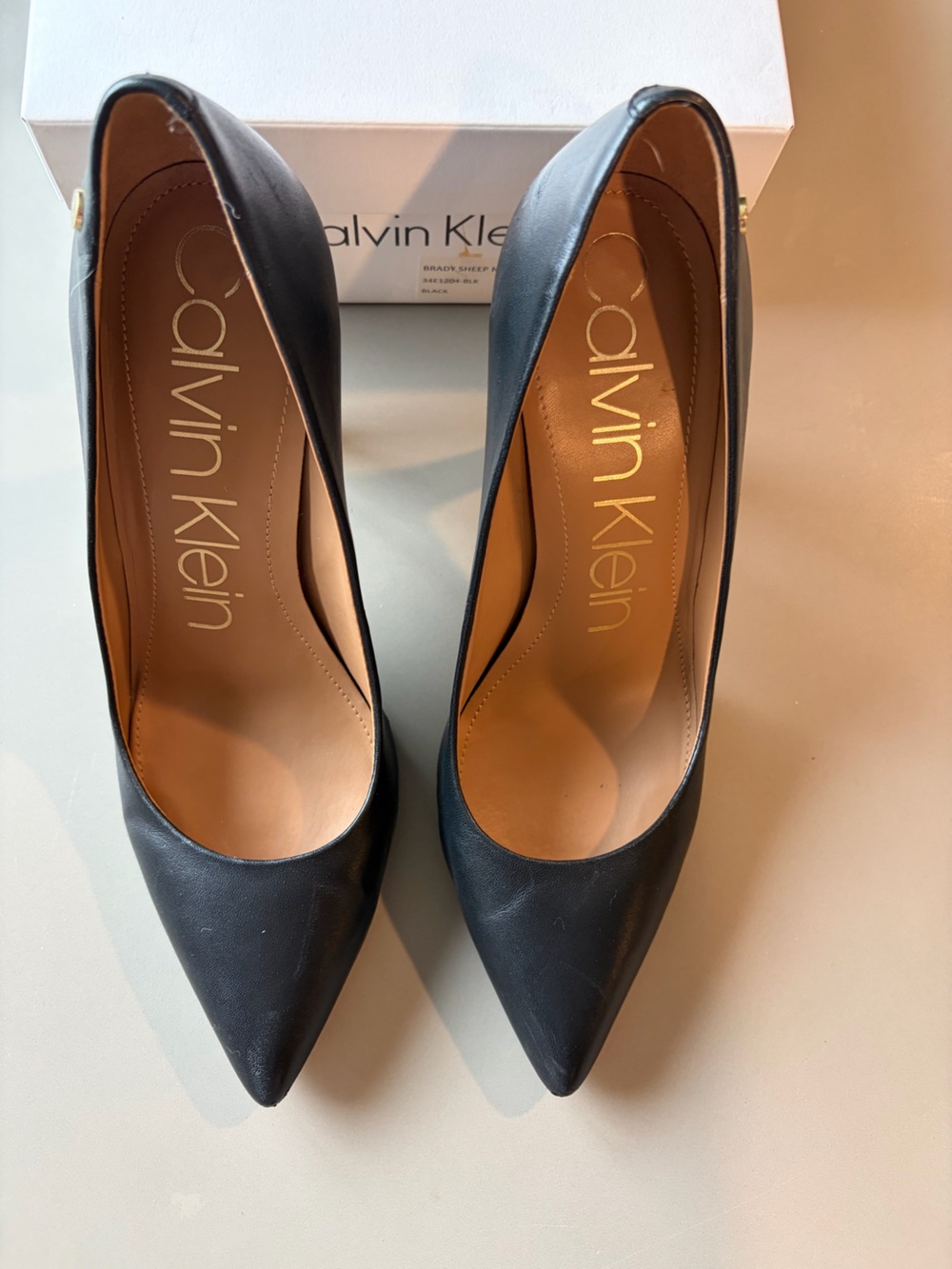 Calvin Klein Black Leather Pointed Toe Pumps